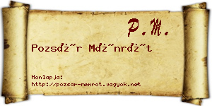 Pozsár Ménrót névjegykártya